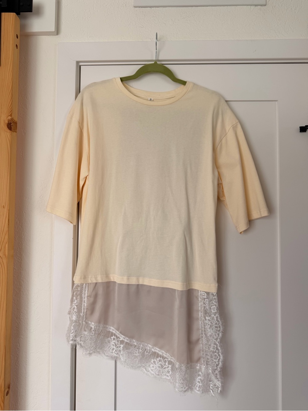 Cream Layered Lace Hem Tunic Top